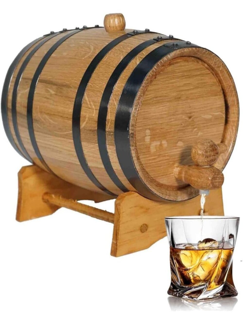 1L Charred Oak Aging Barrel with Stand, Bung & Spigot - Perfect for Home Brewing